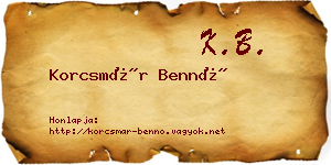 Korcsmár Bennó névjegykártya